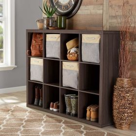 Cubby Cabinet, 3ft x 4ft, 12 Cubbies, Classroom Furniture (Color: Tobacco Oak)