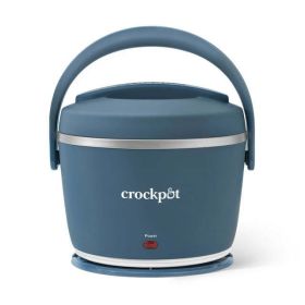 Lunch Crock, Food Warmer, Bowl, Lid, Handle, (6.6 L x 6.6 W x 6.4 H) Inches (Color: Faded Blue)