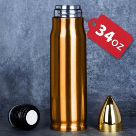 Bullet Tumbler, 34oz, Stainless Steel (Color: COPPER)