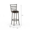 Swivel Barstool, Espresso, 3 Pack,  Adjustable 24" or 29" Bronze Ladder Back Vegan Leather Seat