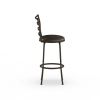 Swivel Barstool, Espresso, 3 Pack,  Adjustable 24" or 29" Bronze Ladder Back Vegan Leather Seat
