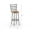 Swivel Barstool, Espresso, 3 Pack,  Adjustable 24" or 29" Bronze Ladder Back Vegan Leather Seat