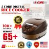 Asian Rice Cooker, 5 Core 5.3QtDigital Programmable 15-in-1 Ergonomic Large Touch Screen Electric Multi Cooker Slow Cooker Steamer Pot Warmer 11 Cups