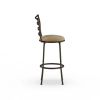 Swivel Barstool, Espresso, 3 Pack,  Adjustable 24" or 29" Bronze Ladder Back Vegan Leather Seat