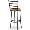 Swivel Barstool, Espresso, 3 Pack,  Adjustable 24" or 29" Bronze Ladder Back Vegan Leather Seat