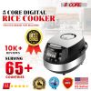 Asian Rice Cooker, 5 Core 5.3QtDigital Programmable 15-in-1 Ergonomic Large Touch Screen Electric Multi Cooker Slow Cooker Steamer Pot Warmer 11 Cups