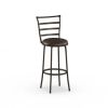 Swivel Barstool, Espresso, 3 Pack,  Adjustable 24" or 29" Bronze Ladder Back Vegan Leather Seat