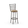 Swivel Barstool, Espresso, 3 Pack,  Adjustable 24" or 29" Bronze Ladder Back Vegan Leather Seat