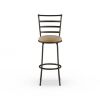 Swivel Barstool, Espresso, 3 Pack,  Adjustable 24" or 29" Bronze Ladder Back Vegan Leather Seat