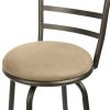 Swivel Barstool, Espresso, 3 Pack,  Adjustable 24" or 29" Bronze Ladder Back Vegan Leather Seat