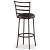 Swivel Barstool, Espresso, 3 Pack,  Adjustable 24" or 29" Bronze Ladder Back Vegan Leather Seat
